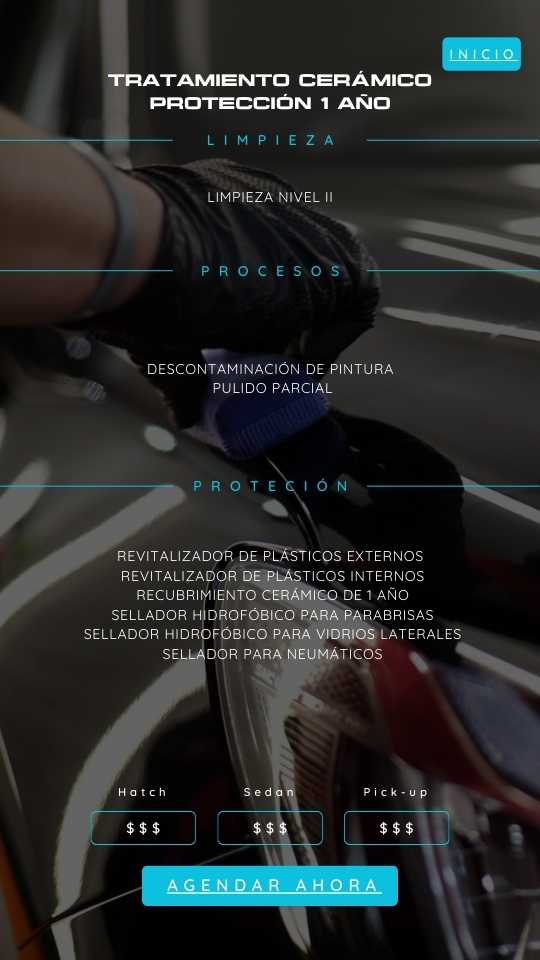 TRATAMIENTO CERÁMICO PROTECCIÓN 1 AÑO