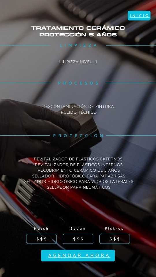 TRATAMIENTO CERÁMICO PROTECCIÓN 5 AÑOS